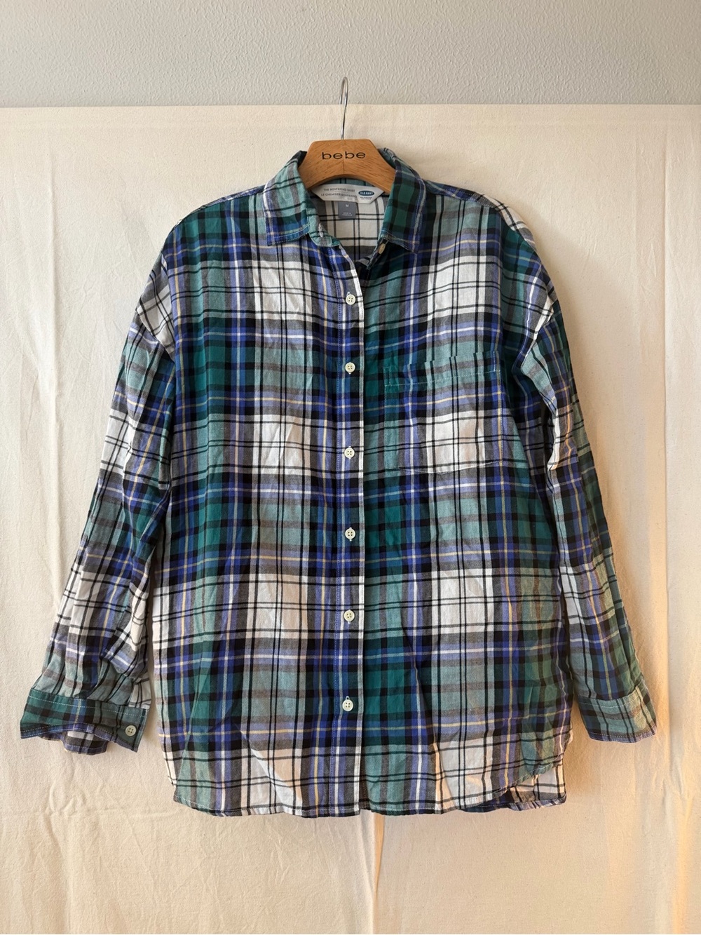 3/$20 Old Navy Green & Blue Plaid Button-Down Boyfriend Shirt